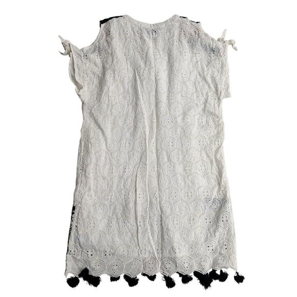 Hemant & Nandita Aditya Eyelet Lace Dress Size XS White Tunic Tassels Boho - Picture 9 of 9